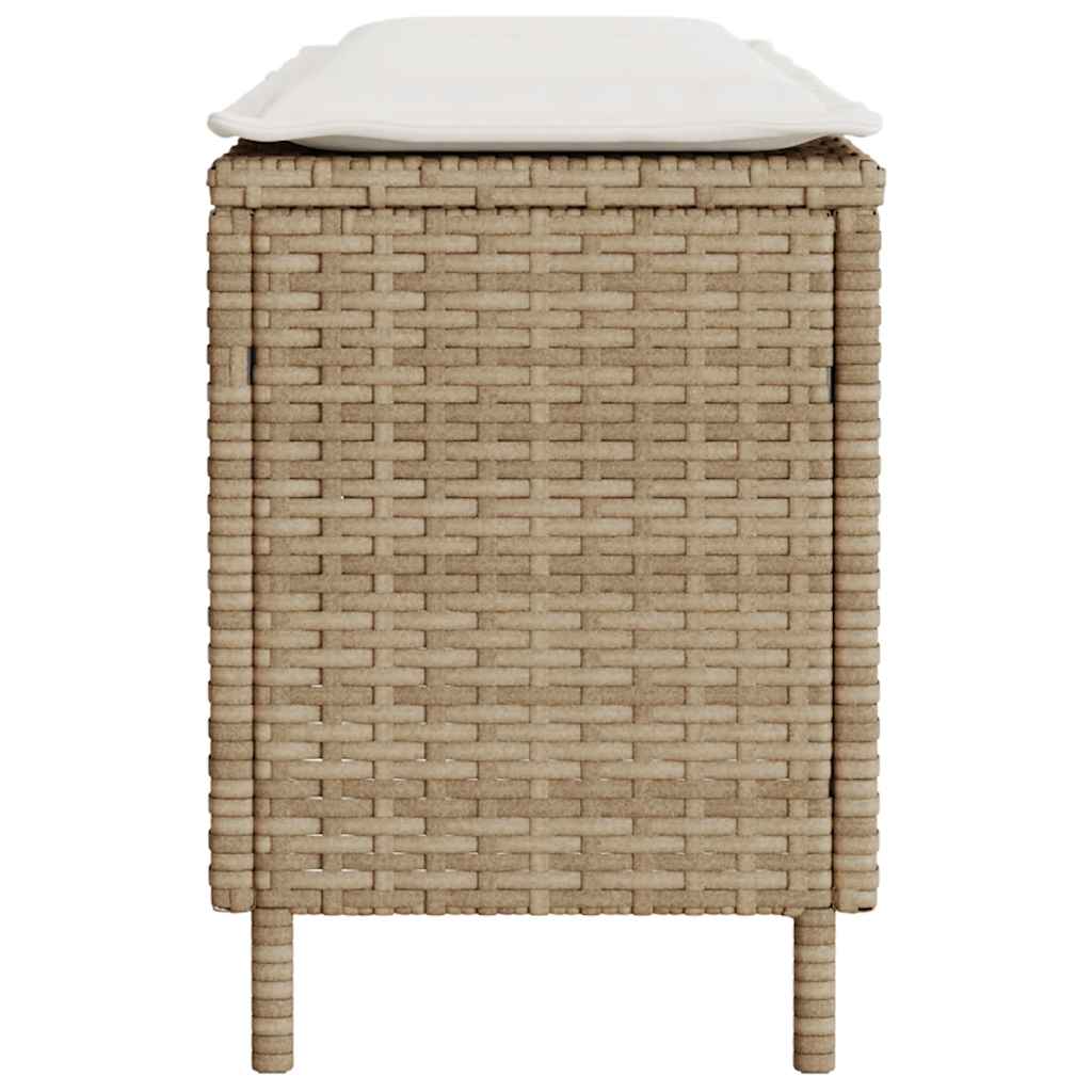 vidaXL Ławka ogrodowa z poduszką beżowa 110x30x40,5 cm polirattan
