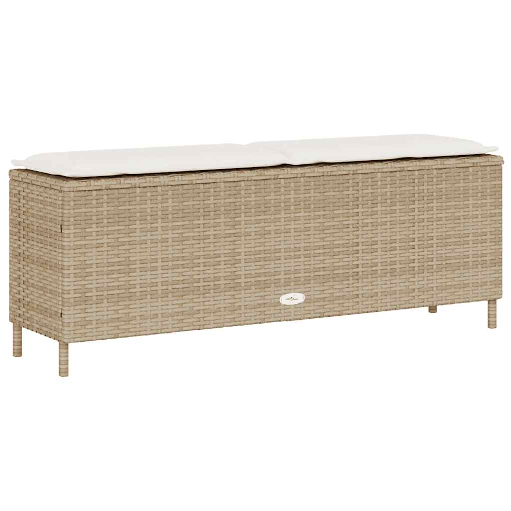 vidaXL Ławka ogrodowa z poduszką beżowa 110x30x40,5 cm polirattan