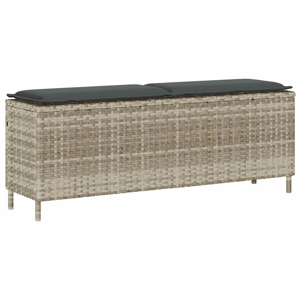 vidaXL Ławka ogrodowa z poduszką Jasnoszara 110x30x40,5 cm Polirattan