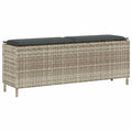 vidaXL Ławka ogrodowa z poduszką Jasnoszara 110x30x40,5 cm Polirattan
