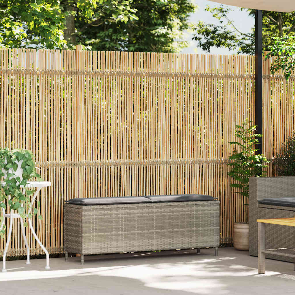 vidaXL Ławka ogrodowa z poduszką Jasnoszara 110x30x40,5 cm Polirattan