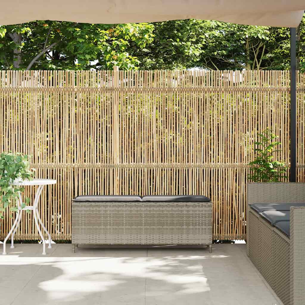 vidaXL Ławka ogrodowa z poduszką Jasnoszara 110x30x40,5 cm Polirattan