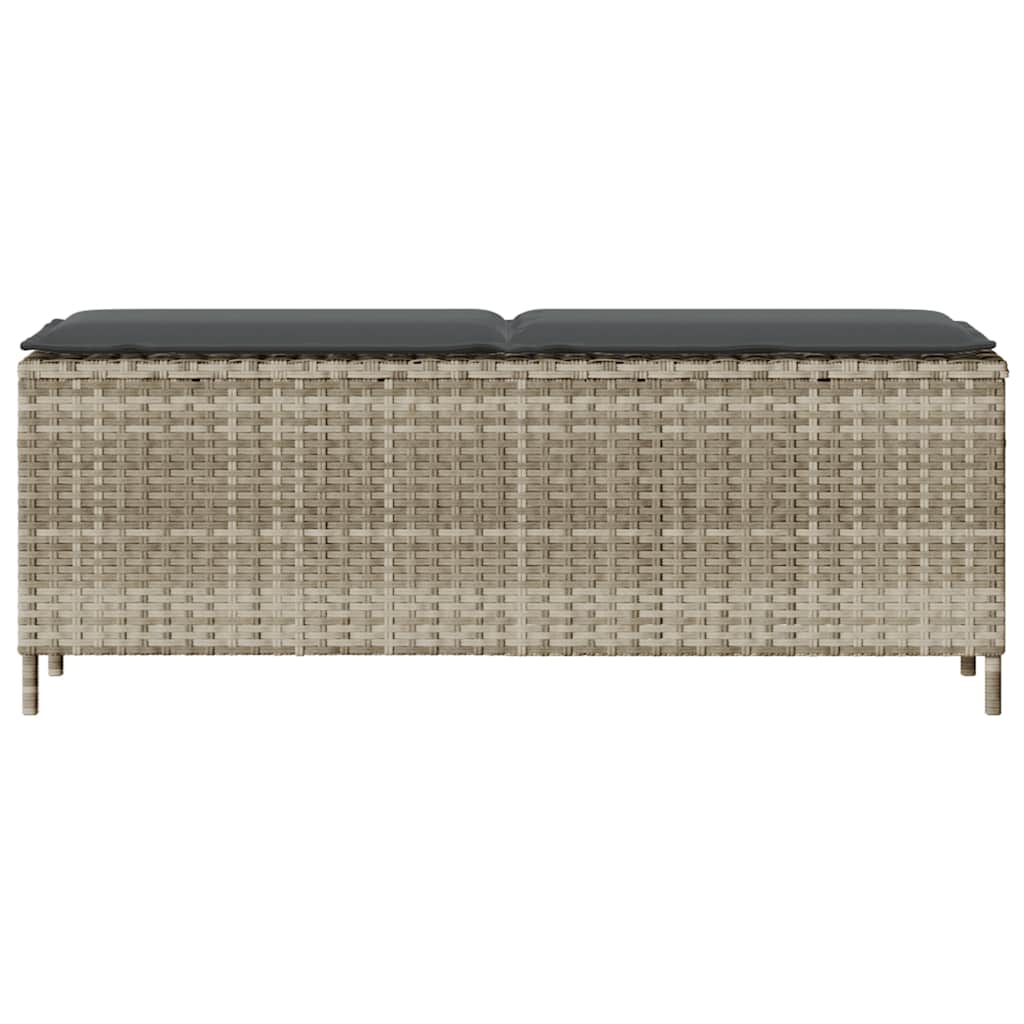 vidaXL Ławka ogrodowa z poduszką Jasnoszara 110x30x40,5 cm Polirattan