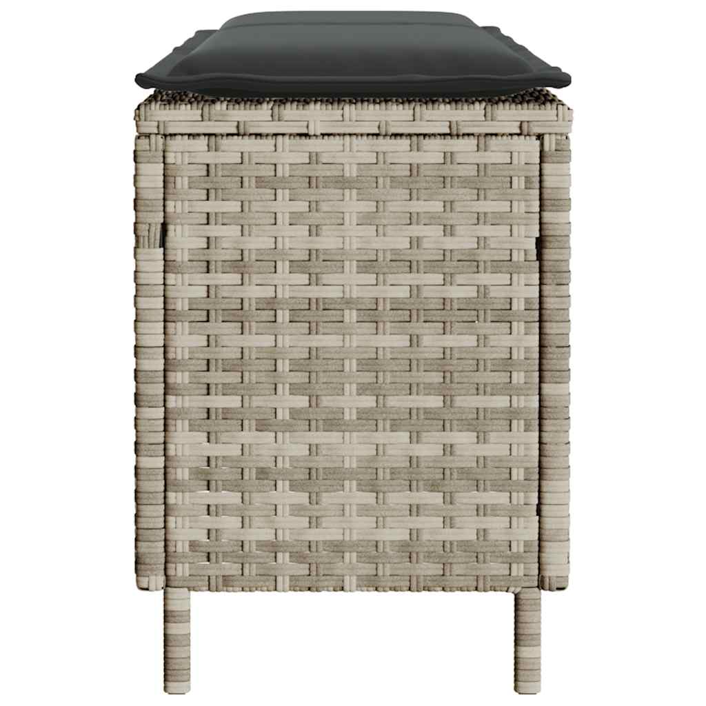 vidaXL Ławka ogrodowa z poduszką Jasnoszara 110x30x40,5 cm Polirattan