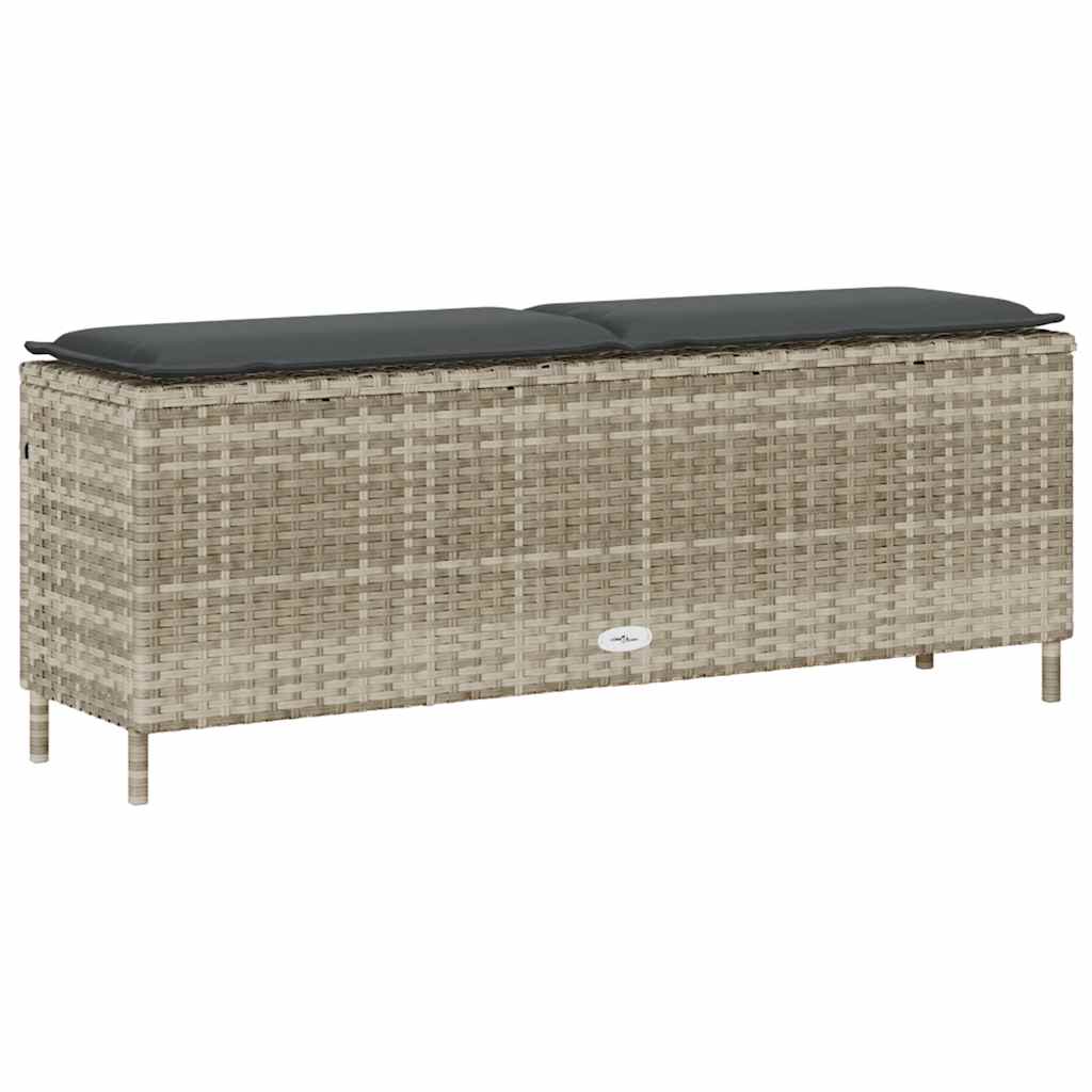 vidaXL Ławka ogrodowa z poduszką Jasnoszara 110x30x40,5 cm Polirattan