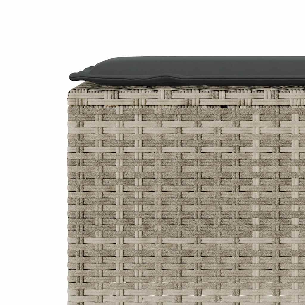 vidaXL Ławka ogrodowa z poduszką Jasnoszara 110x30x40,5 cm Polirattan