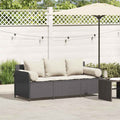 vidaXL Sofa ogrodowa z poduszkami, 3-osobowa, czarna, polirattan