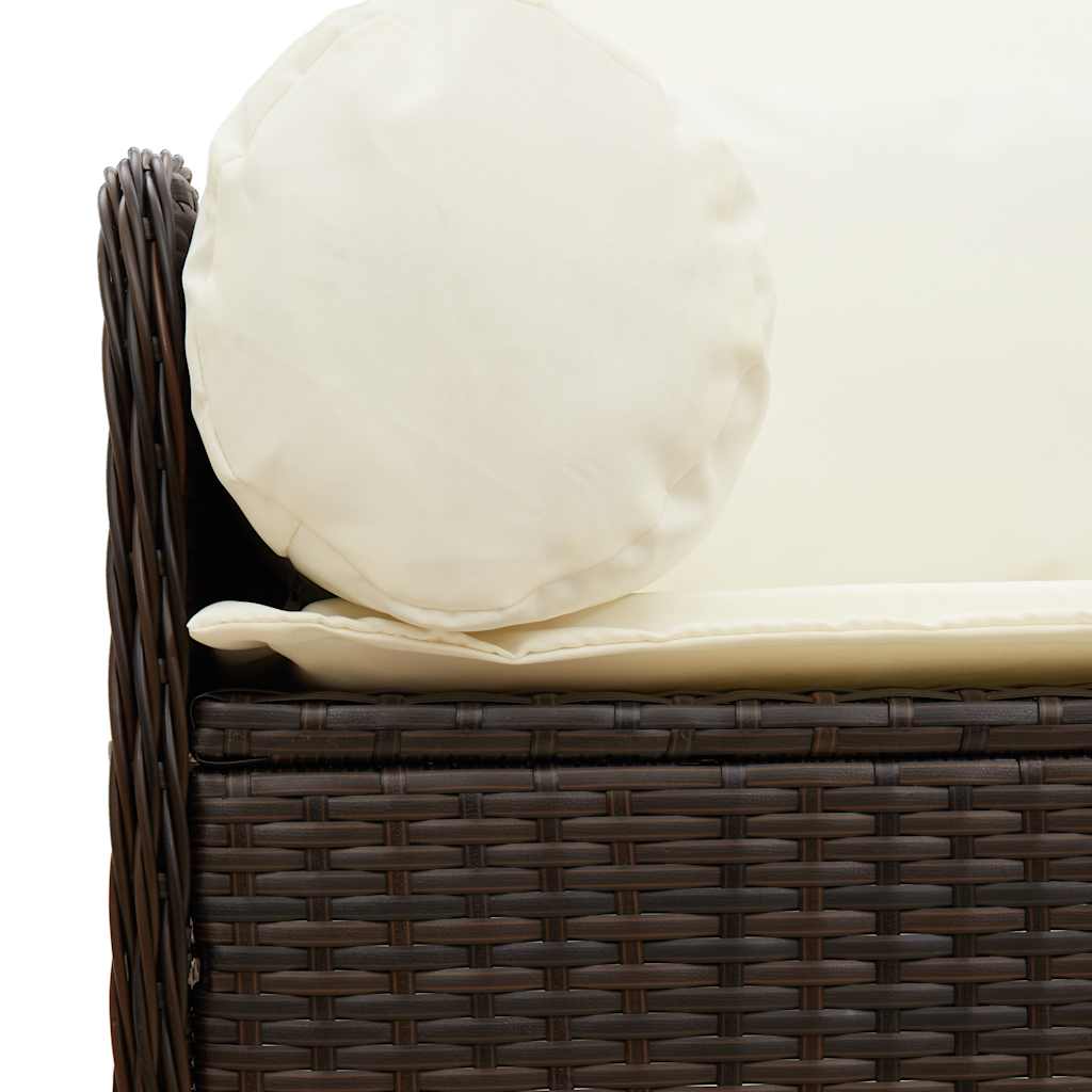 vidaXL Sofa ogrodowa z poduszkami, 3-osobowa, brązowa, polirattan
