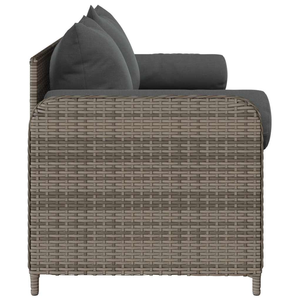 vidaXL 3-osobowa sofa ogrodowa z poduszkami, szara, polirattan