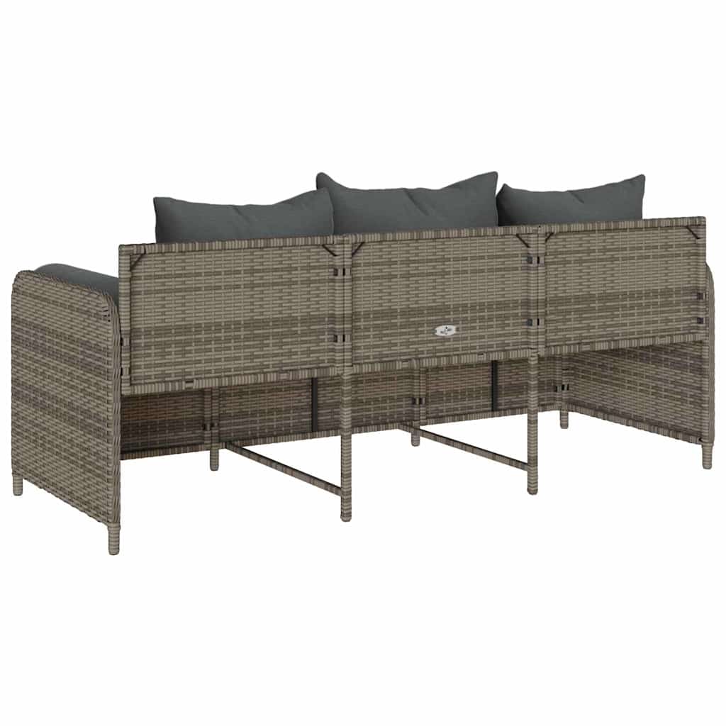 vidaXL 3-osobowa sofa ogrodowa z poduszkami, szara, polirattan