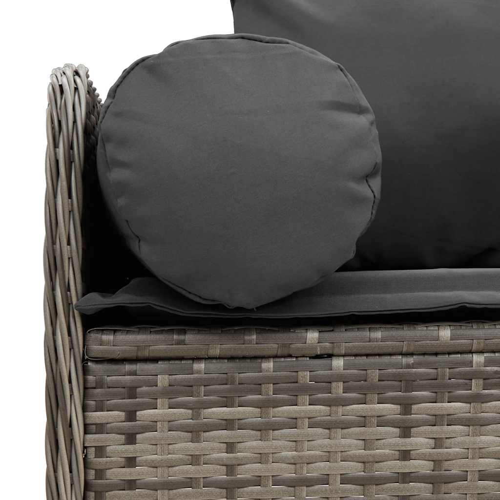 vidaXL 3-osobowa sofa ogrodowa z poduszkami, szara, polirattan