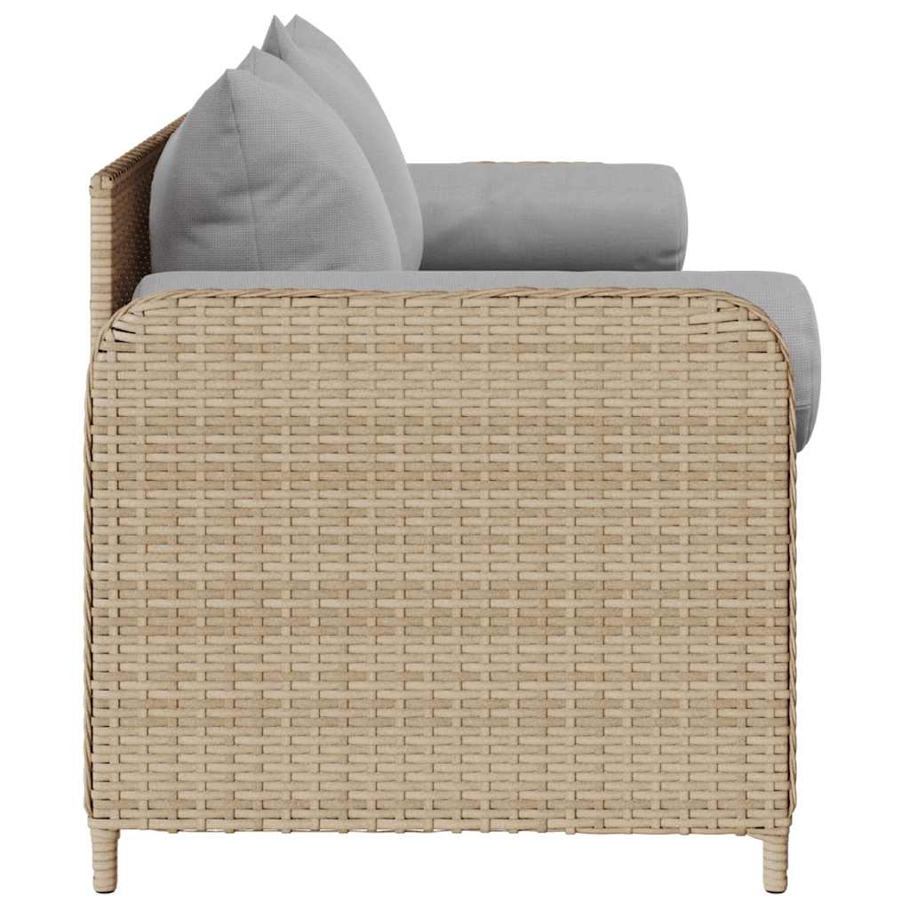 vidaXL Sofa ogrodowa z poduszkami, 3-osobowa, beż, polirattan