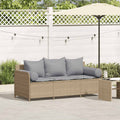 vidaXL Sofa ogrodowa z poduszkami, 3-osobowa, beż, polirattan