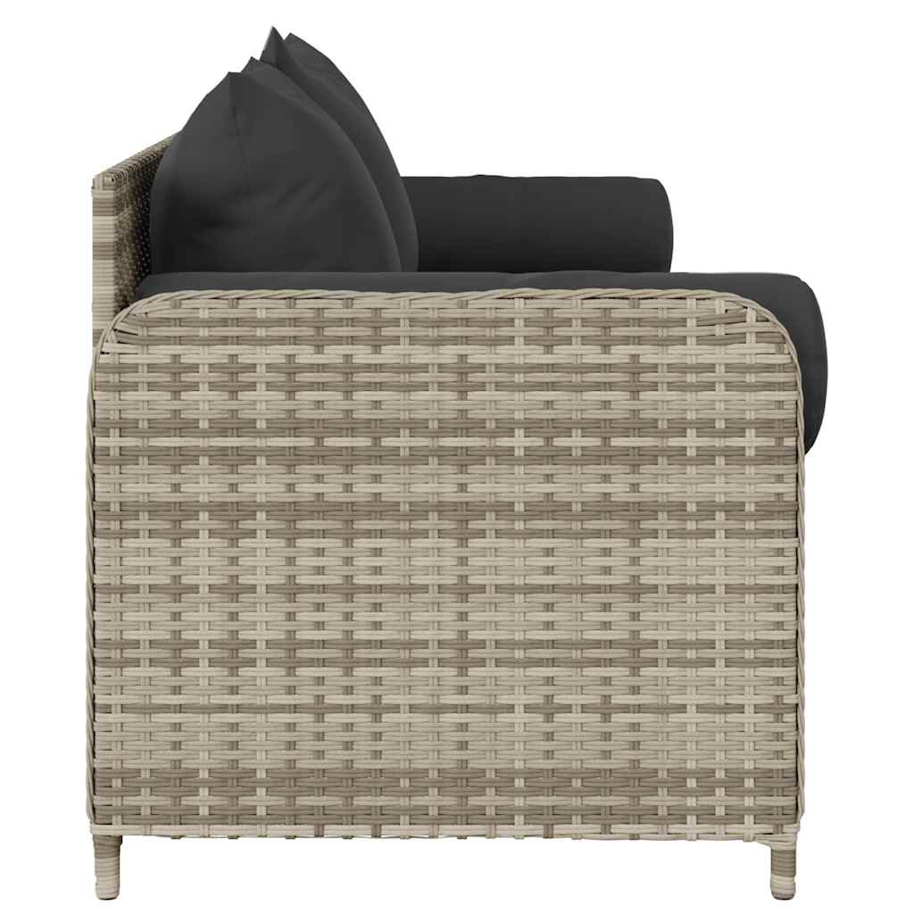 vidaXL Sofa ogrodowa z poduszkami, 3-osobowa, jasnoszara, polirattan