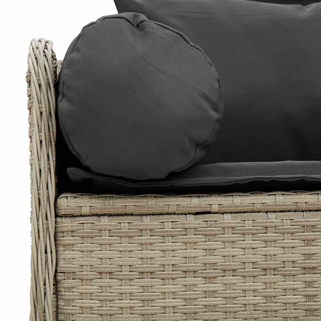vidaXL Sofa ogrodowa z poduszkami, 3-osobowa, jasnoszara, polirattan