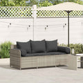 vidaXL Sofa ogrodowa z poduszkami, 3-osobowa, jasnoszara, polirattan