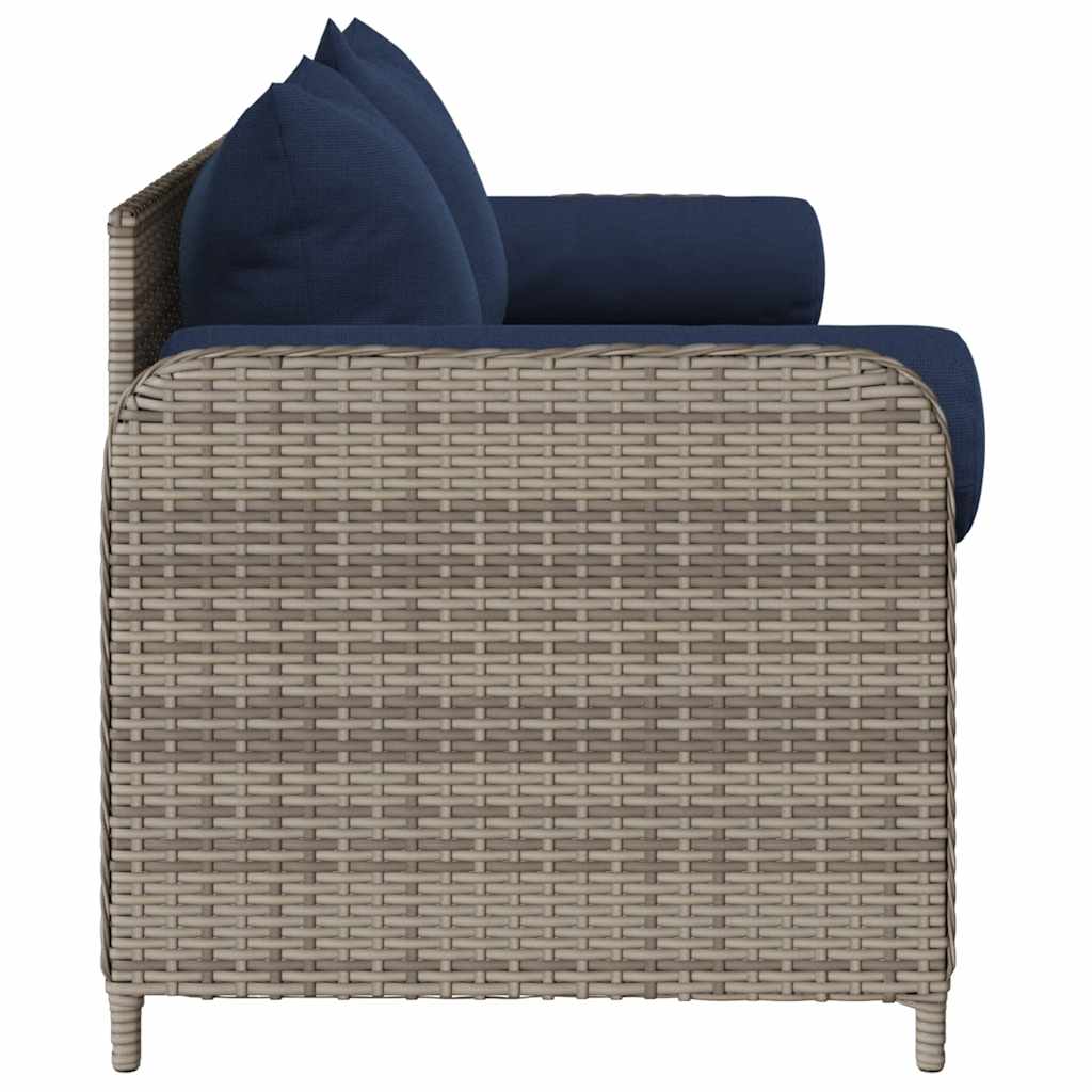 vidaXL 3-osobowa sofa ogrodowa z poduszkami, szara, polirattan