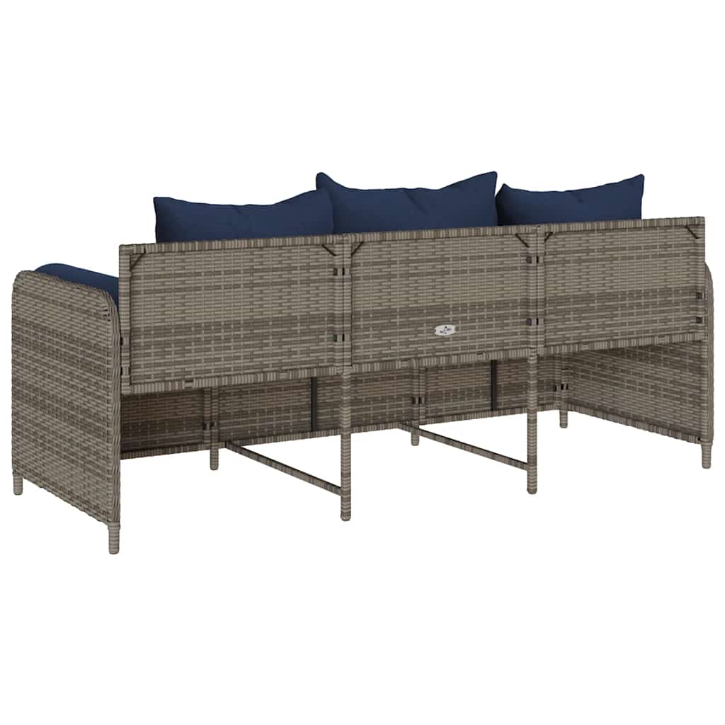 vidaXL 3-osobowa sofa ogrodowa z poduszkami, szara, polirattan