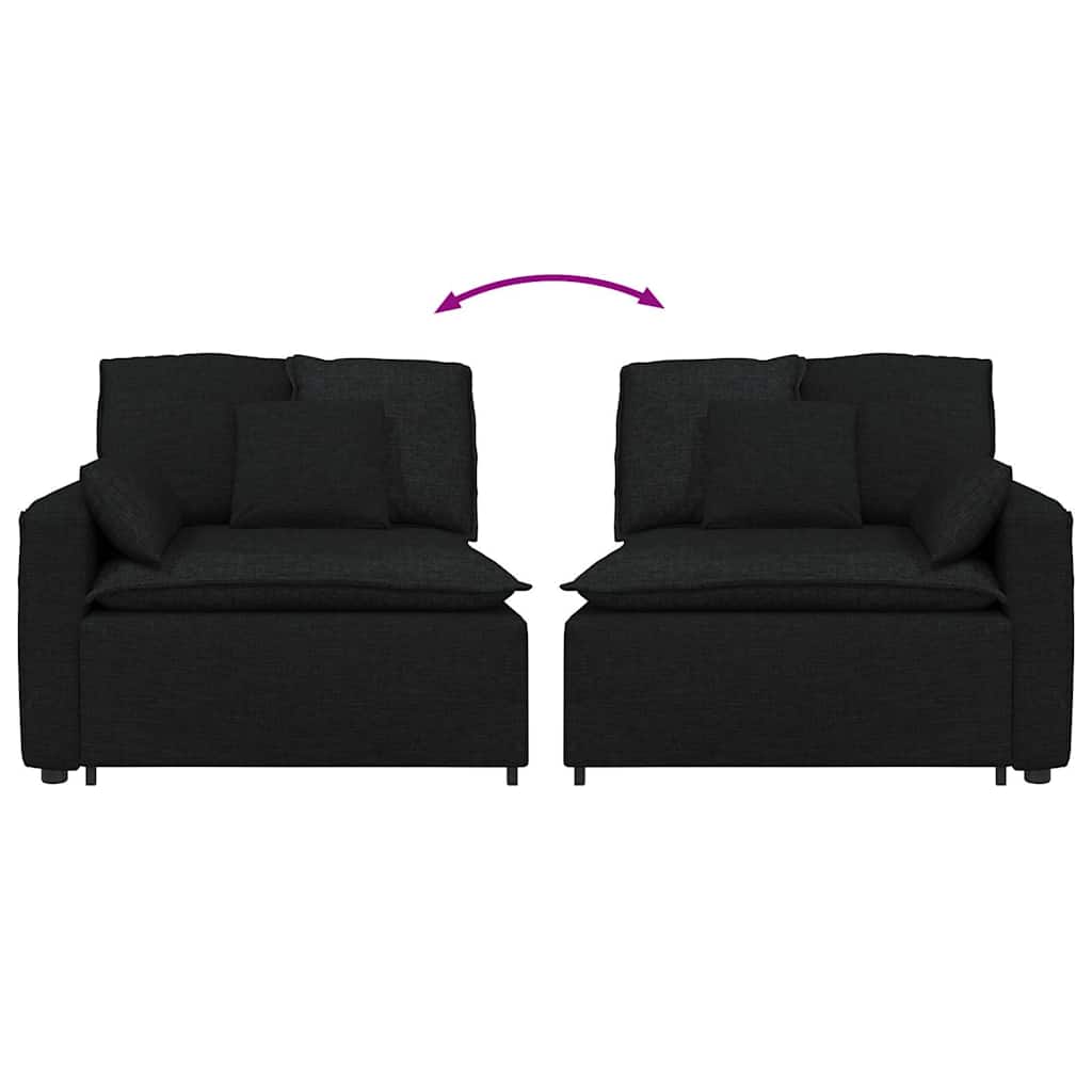 vidaXL Modułowy podłokietnik sofy modułowej z poduszkami czarny 100 cm