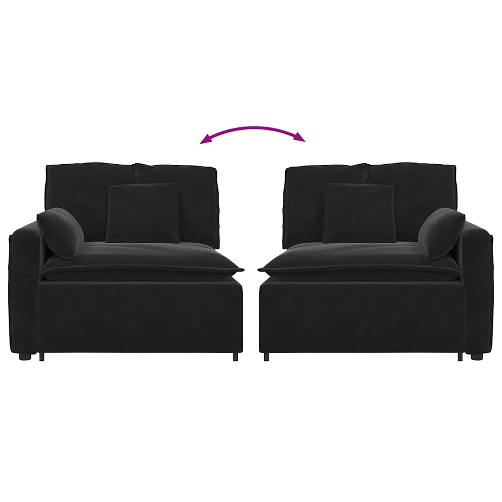 vidaXL Modułowy podłokietnik sofy modułowej z poduszkami czarny 100 cm