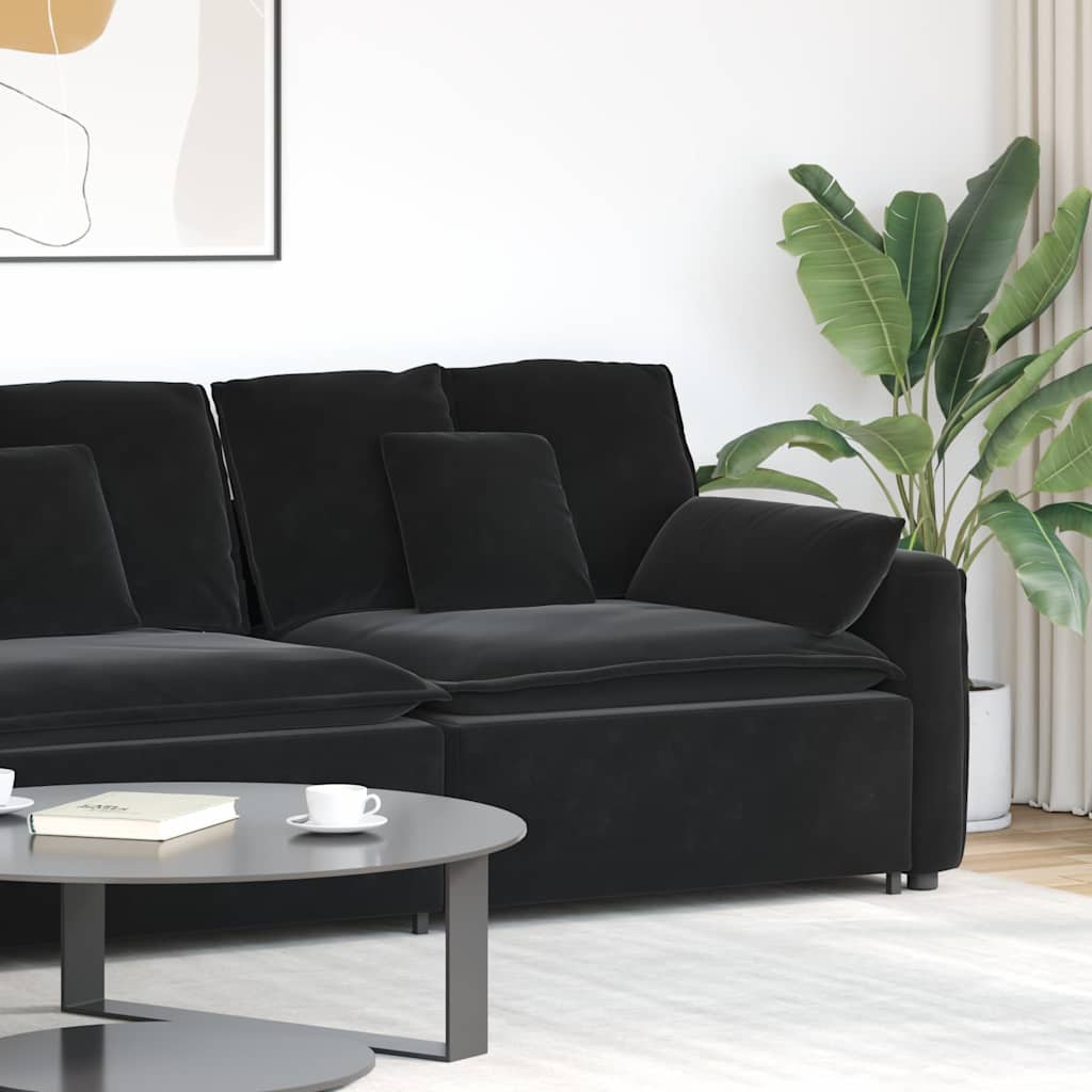 vidaXL Modułowy podłokietnik sofy modułowej z poduszkami czarny 100 cm