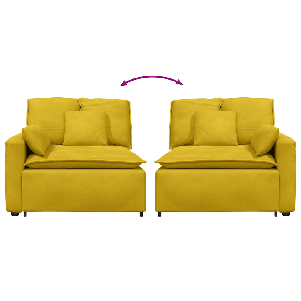 vidaXL Modułowy podłokietnik sofy modułowej z poduszkami żółty 100 cm