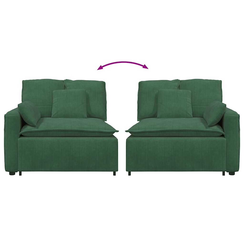 vidaXL Modułowy podłokietnik sofy modułowej z poduszkami ciemnozielona 100 cm
