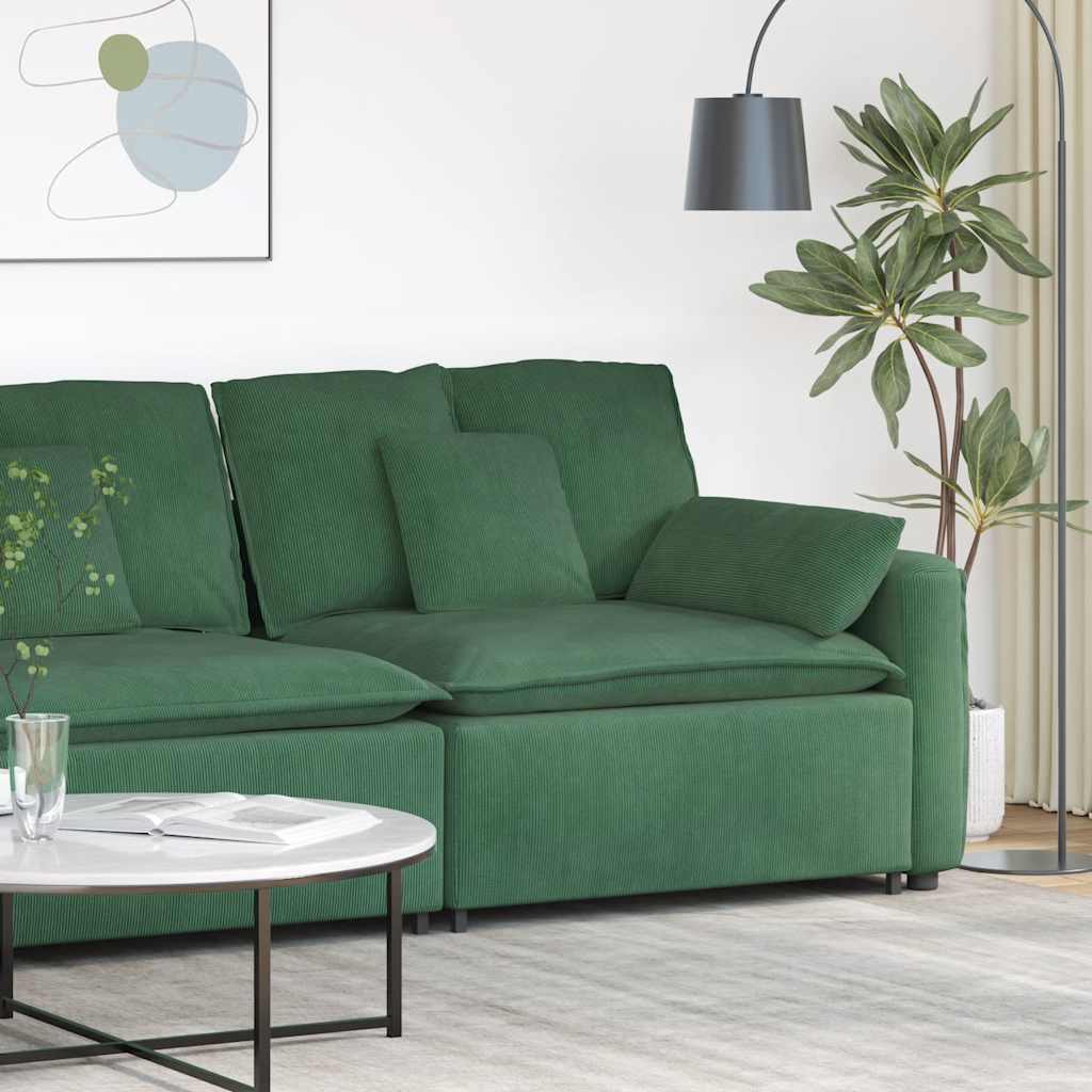 vidaXL Modułowy podłokietnik sofy modułowej z poduszkami ciemnozielona 100 cm