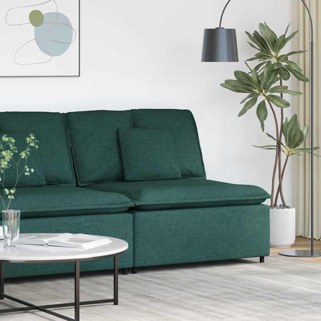 vidaXL Modułowy moduł centralny sofy z poduszkami Ciemnozielony 100 cm
