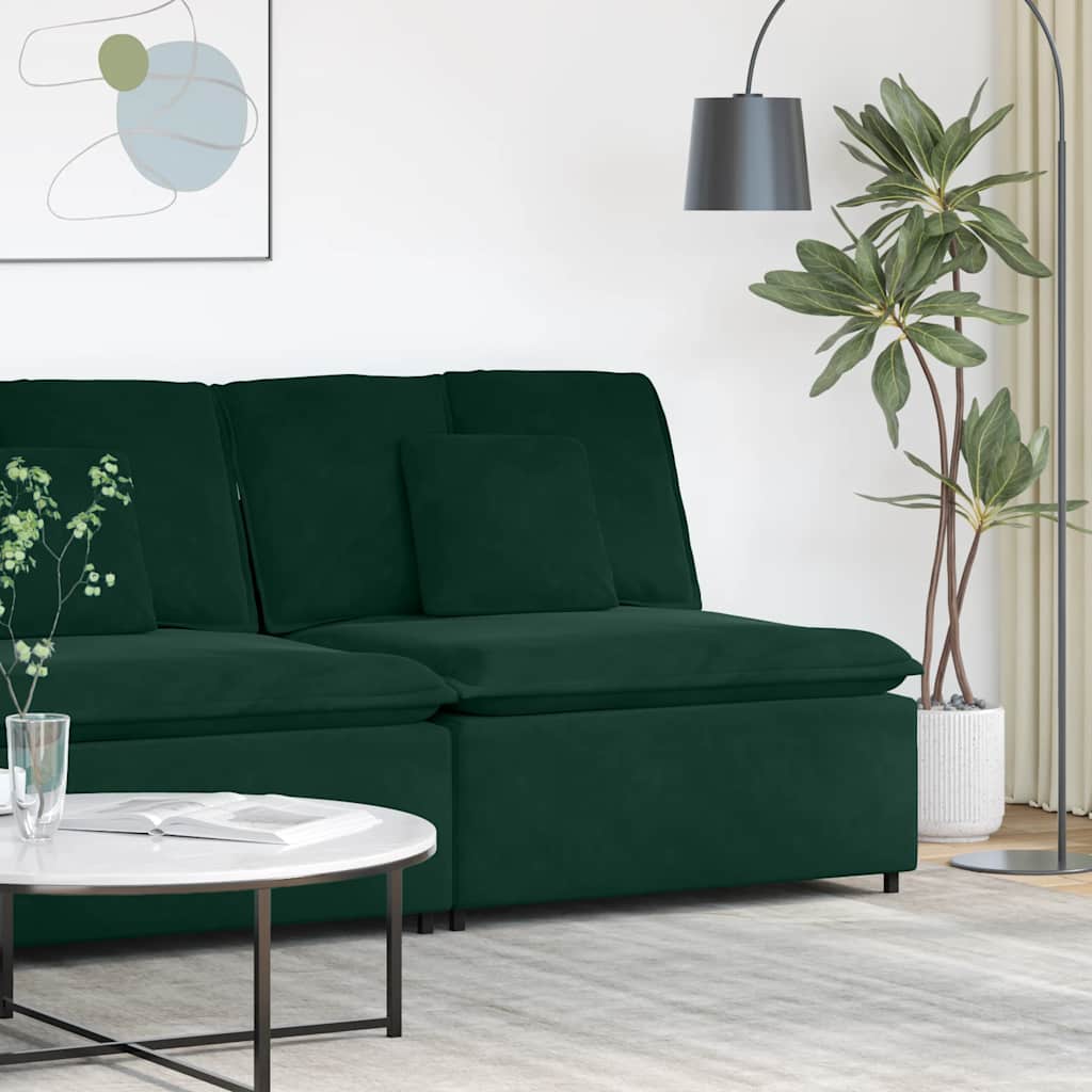 vidaXL Modułowy moduł centralny sofy z poduszkami Ciemnozielony 100 cm