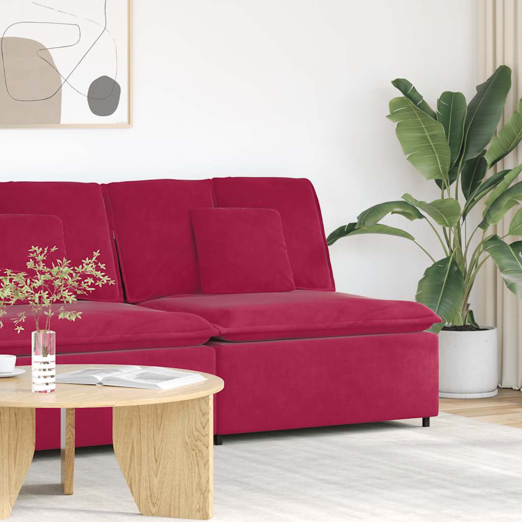 vidaXL Modułowy moduł centralny sofy z poduszkami Wino czerwone 100 cm
