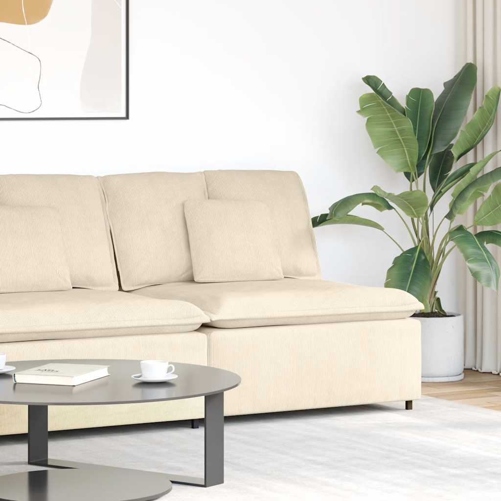 vidaXL Modułowy moduł centralny sofy z poduszkami kremowy 100 cm