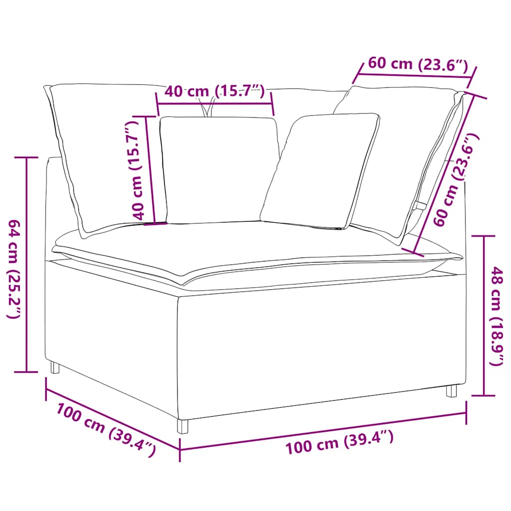 vidaXL Modułowy Narożnik Sofa z Poduszkami Niebieski 100 cm