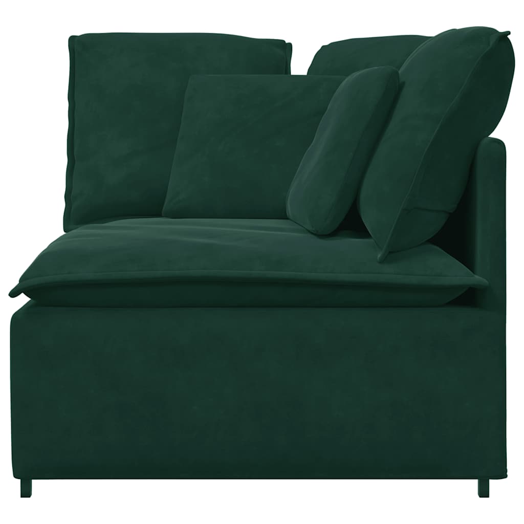 vidaXL Modułowy Narożnik Sofa z Poduszkami Ciemnozielony 100 cm