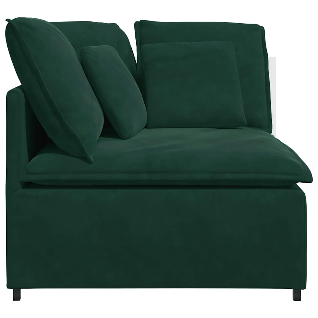 vidaXL Modułowy Narożnik Sofa z Poduszkami Ciemnozielony 100 cm