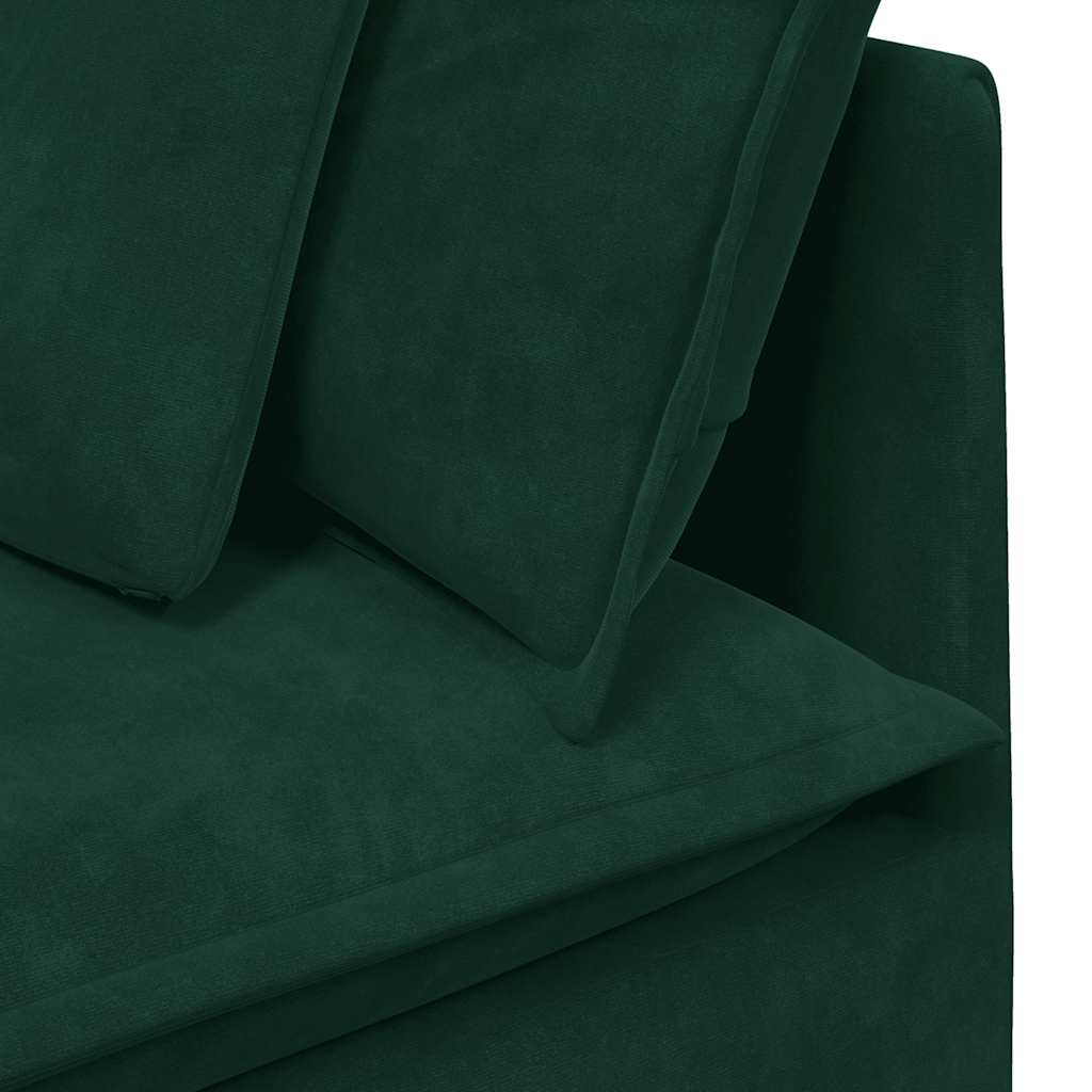vidaXL Modułowy Narożnik Sofa z Poduszkami Ciemnozielony 100 cm