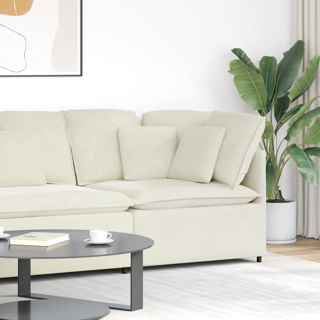 vidaXL Modułowy Narożnik Sofa z Poduszkami Kremowy 100 cm