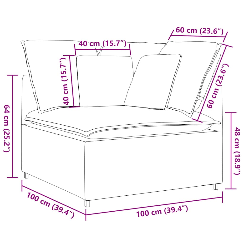 vidaXL Modułowy Narożnik Sofa z Poduszkami Jasnoszary 100 cm