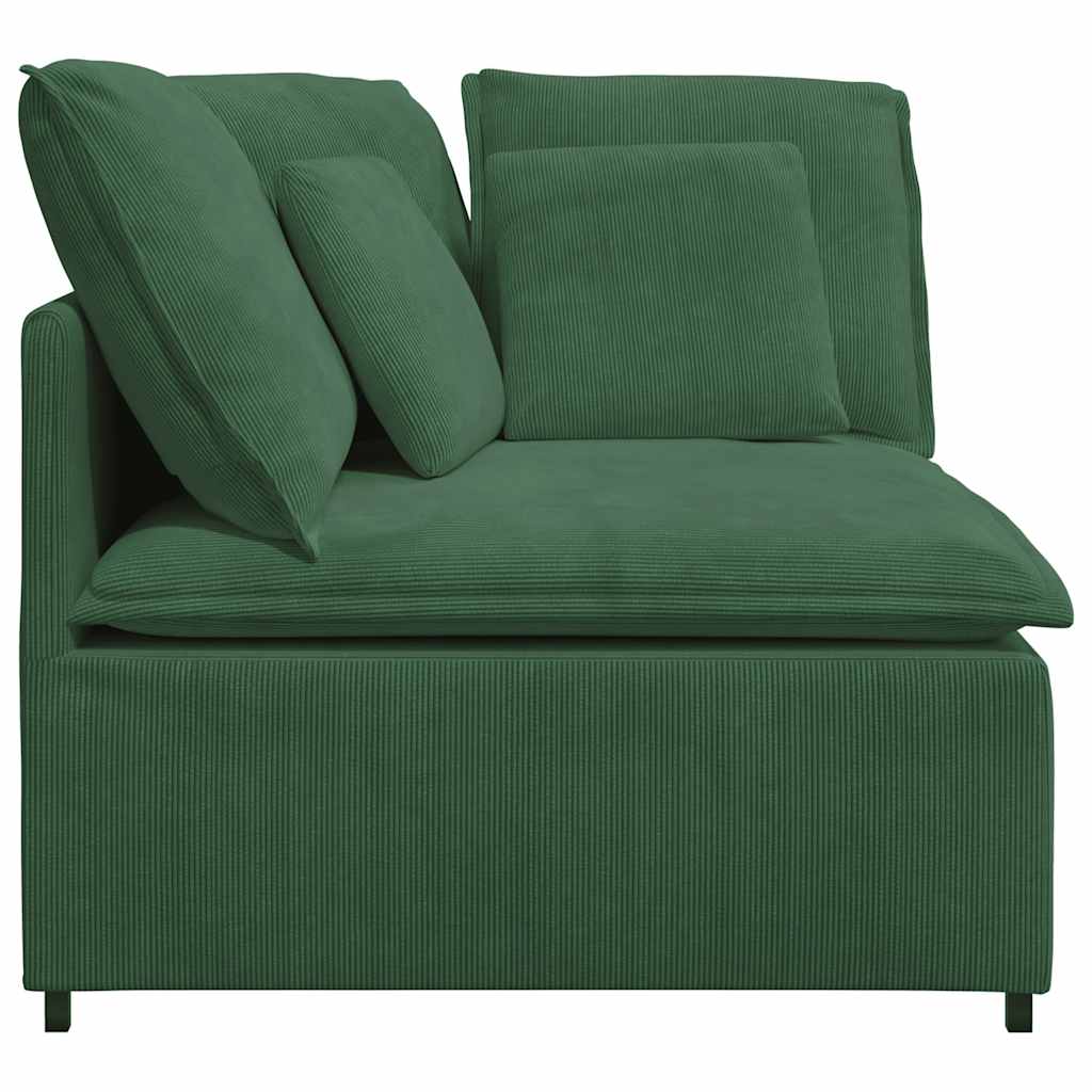 vidaXL Modułowy podłokietnik sofy modułowej z poduszkami ciemnozielona 100 cm