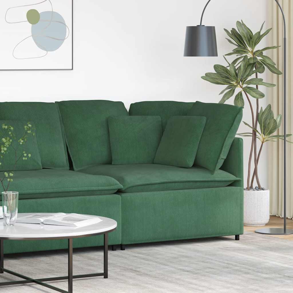 vidaXL Modułowy podłokietnik sofy modułowej z poduszkami ciemnozielona 100 cm