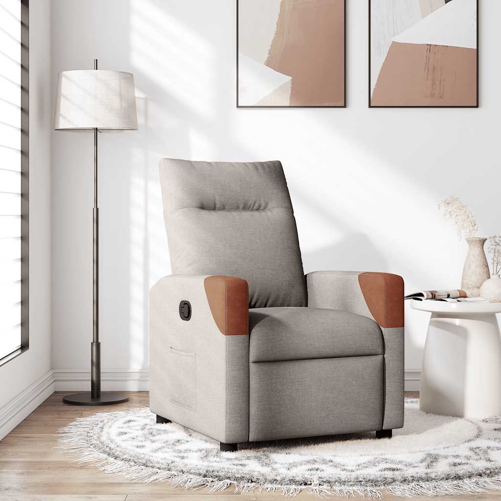 vidaXL Fotel rozkładany, kolor taupe, obity tkaniną
