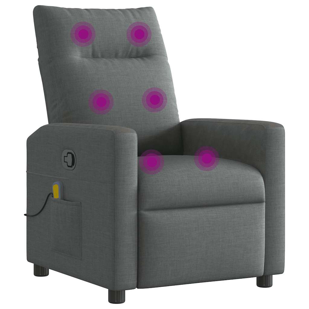 vidaXL Fotel masujący z funkcją rozkładania, ciemnoszary materiał