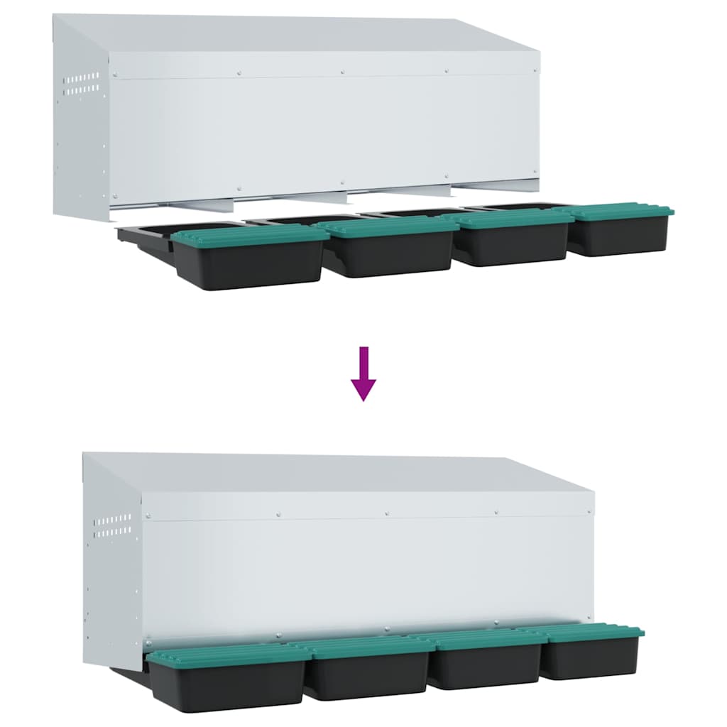 vidaXL Kurnik lęgowy 4 przegrody montowany na ścianie, ocynkowana stal