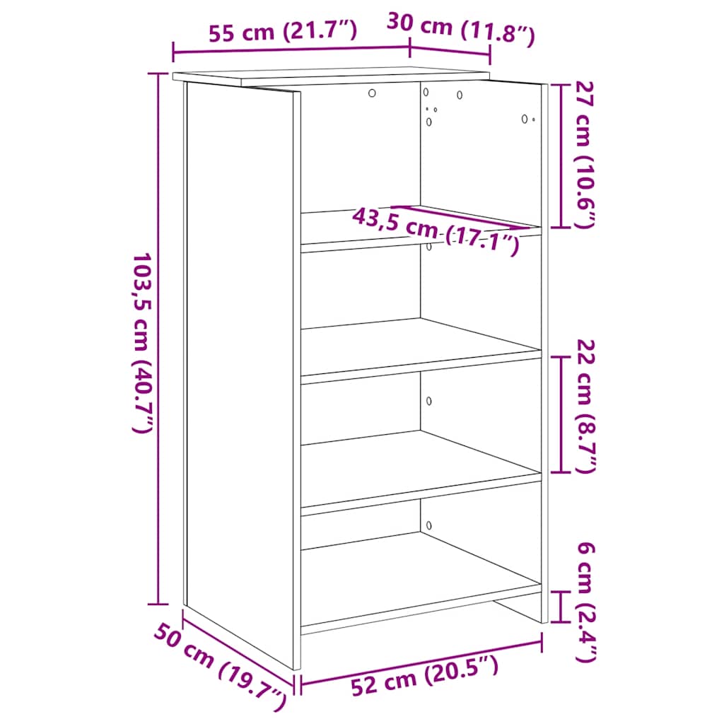 vidaXL Biurko recepcyjne betonowe szare 55x50x103,5 cm drewno klejone