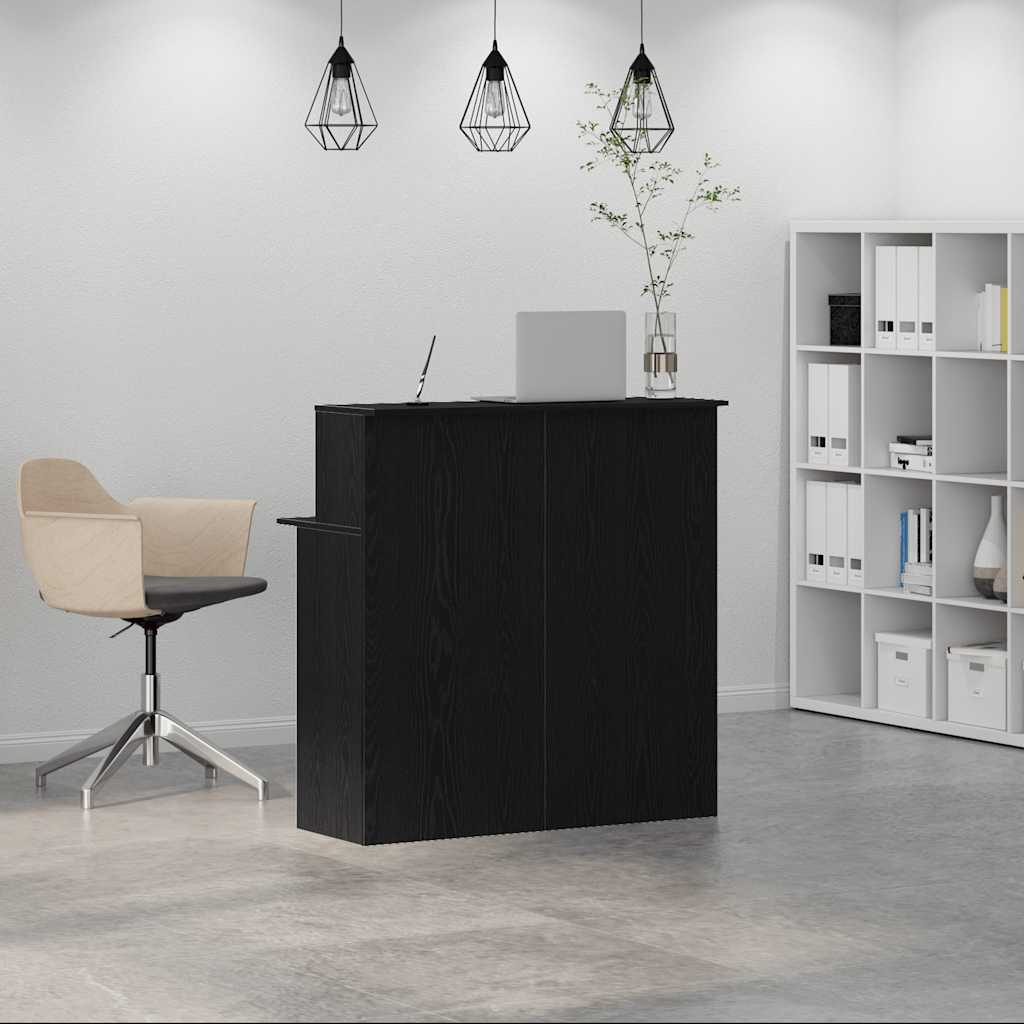 vidaXL Biurko recepcyjne czarne 100x50x103,5 cm Drewno klejone