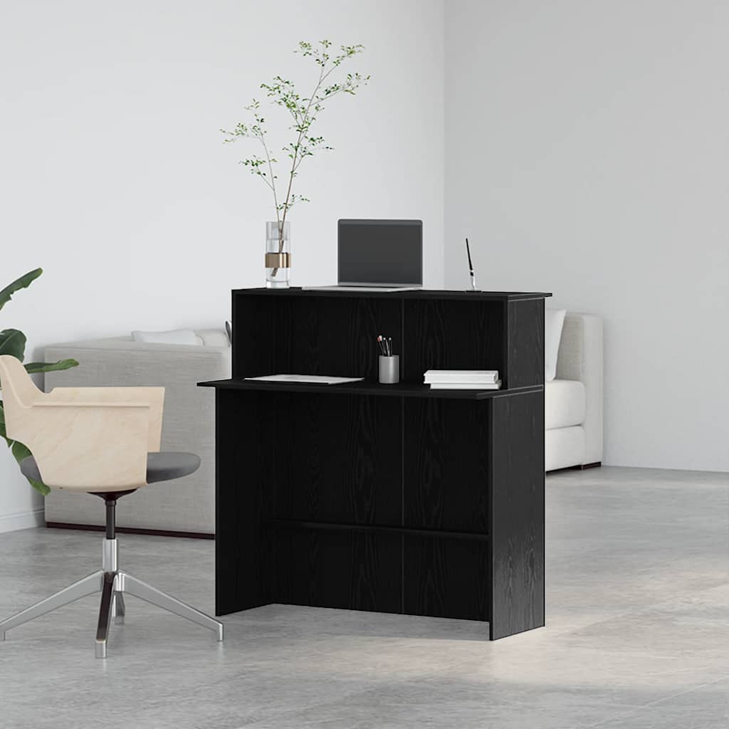 vidaXL Biurko recepcyjne czarne 100x50x103,5 cm Drewno klejone