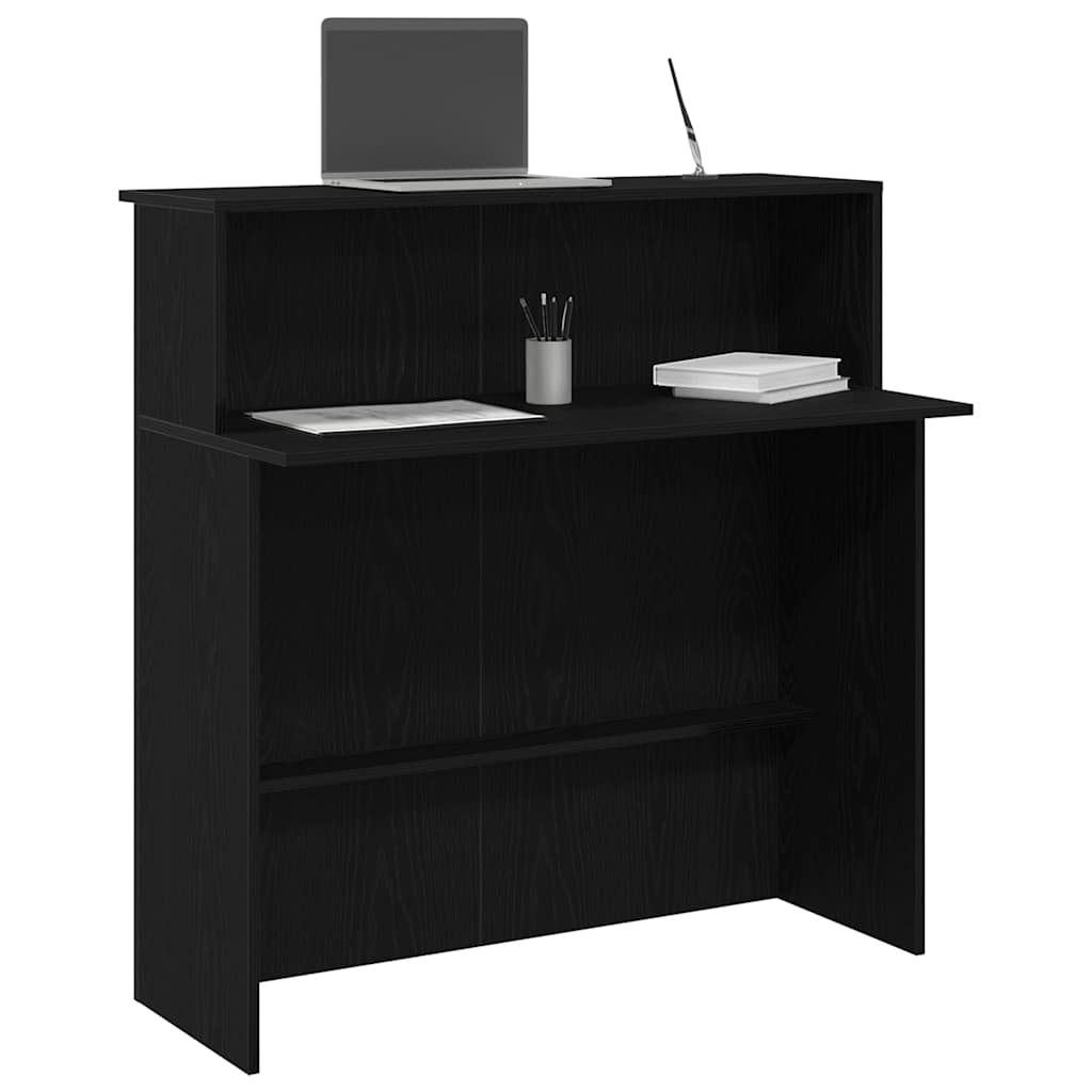 vidaXL Biurko recepcyjne czarne 100x50x103,5 cm Drewno klejone