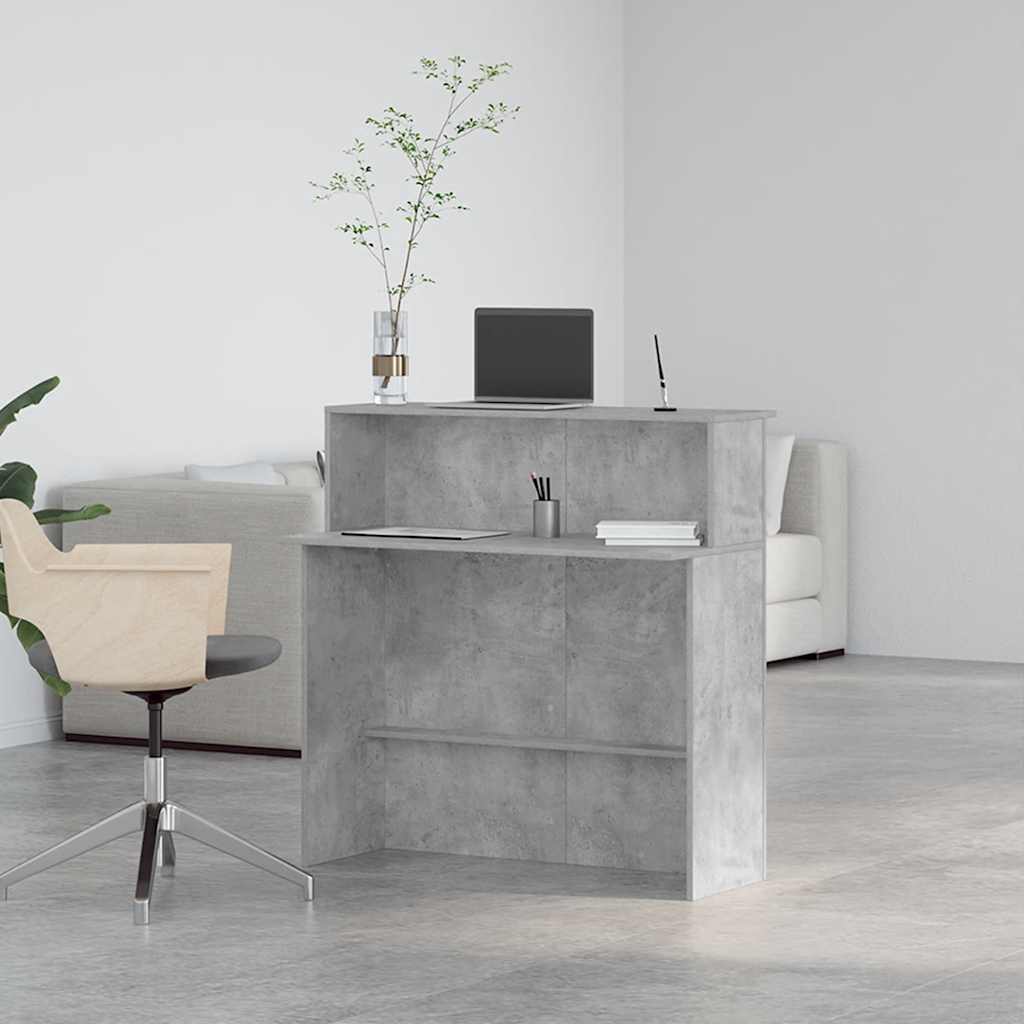 vidaXL Biurko recepcyjne betonowe szare 100x50x103,5 cm drewno klejone