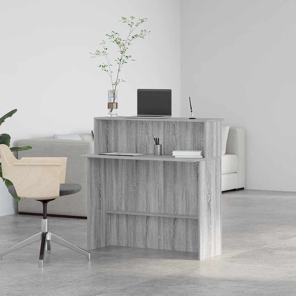vidaXL Biurko recepcyjne szare Sonoma 100x50x103,5 cm Drewno klejone
