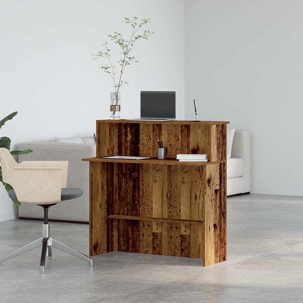 vidaXL Biurko recepcyjne Stare drewno 100x50x103,5 cm Drewno klejone